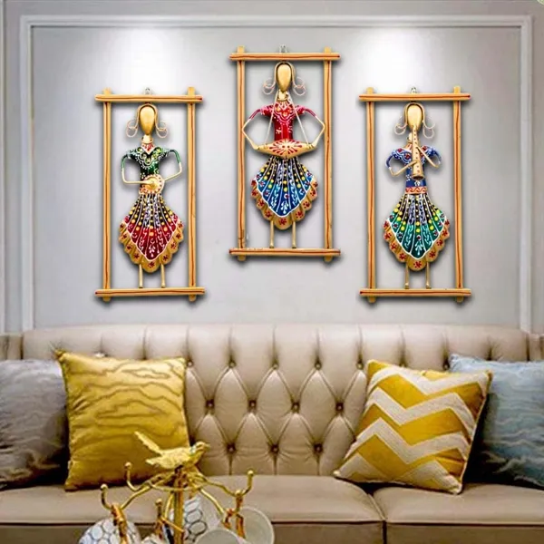 Multicolour_Metal_Decorative_Wall_Frame_Set_Of_Rajasthani_Musician_Design_(Set_3)_For_Home