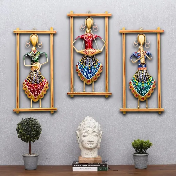Multicolour_Metal_Decorative_Wall_Frame_Set_Of_Rajasthani_Musician_Design_(Set_3)_For_Home