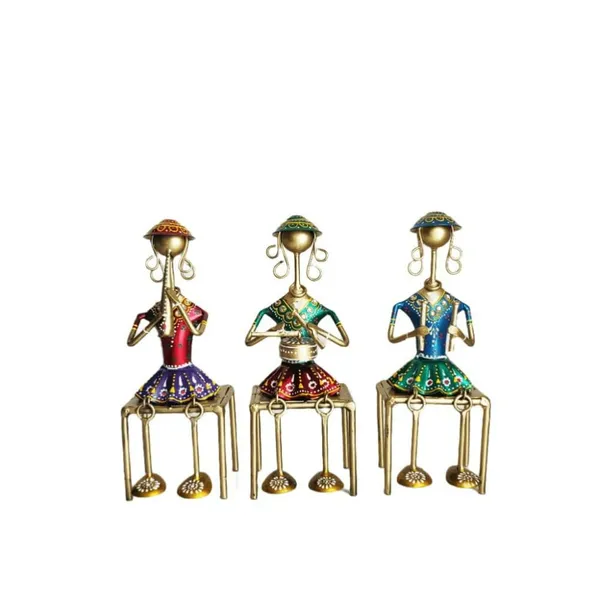 Multicolour_Iron_Tribal_Musician_Sitting_Doll_Showpiece_Figurines_(Set_Of_3)_For_Home