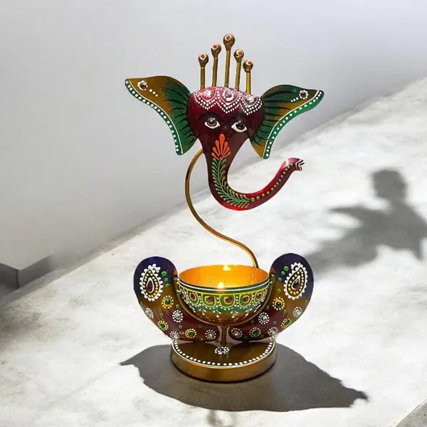 Multicolour_Ganesha_Tea_Light_Candle_Holder_Diwali_Gift_For_Home