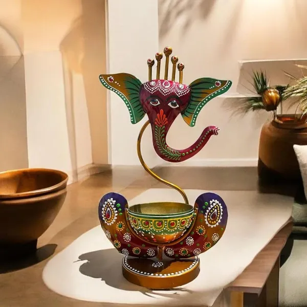 Multicolour_Ganesha_Tea_Light_Candle_Holder_Diwali_Gift_For_Home