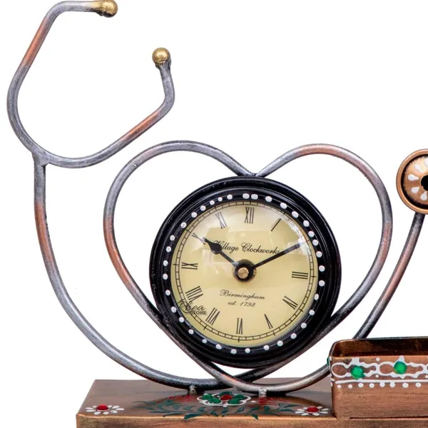 Multicolcour_Handmade_Doctor_Pen_Stand_With_Clock_Desk_Organizer_Pencil_Holder_For_Home