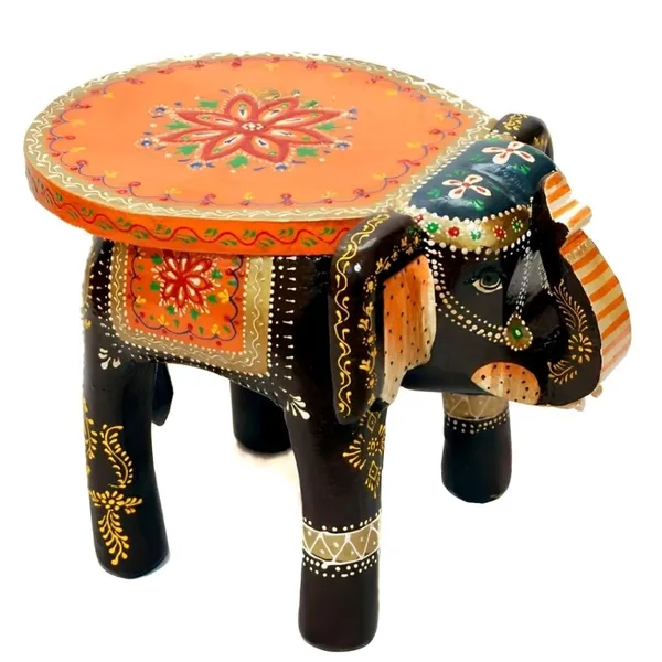 Multicolour_Wooden_Handcrafted_Elephant_Stool_For_Home