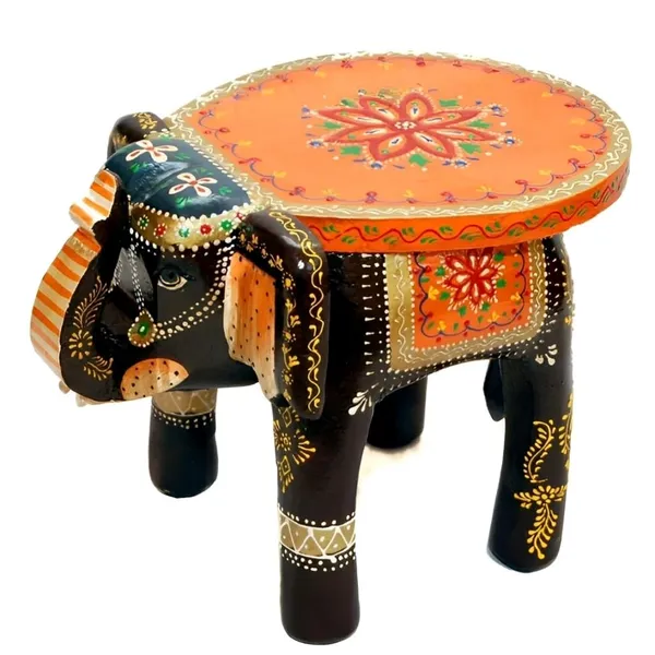 Multicolour_Wooden_Handcrafted_Elephant_Stool_For_Home