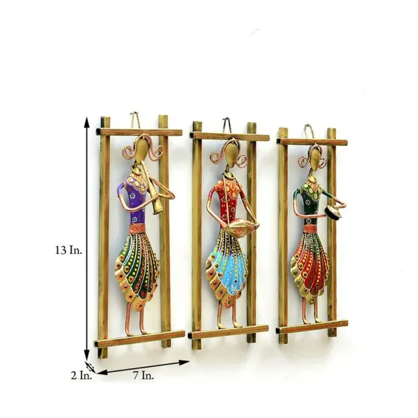 Multicolour_Metal_Rajasthani_Musician_Ladies_Wall_Art_Set_Of_For_Home_(Set_3)