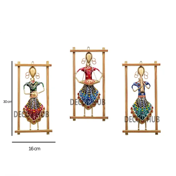 Multicolour_Metal_Rajasthani_Musician_Ladies_Wall_Art_Set_Of_For_Home_(Set_3)