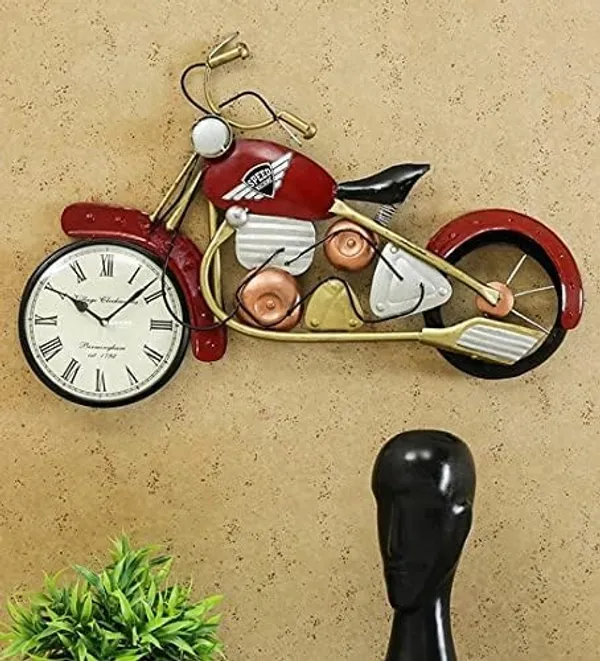 Multicolour_Iron_Motorbike_Wall_Clock_Handcrafted_Wrought_Bike_Shaped_For_Home