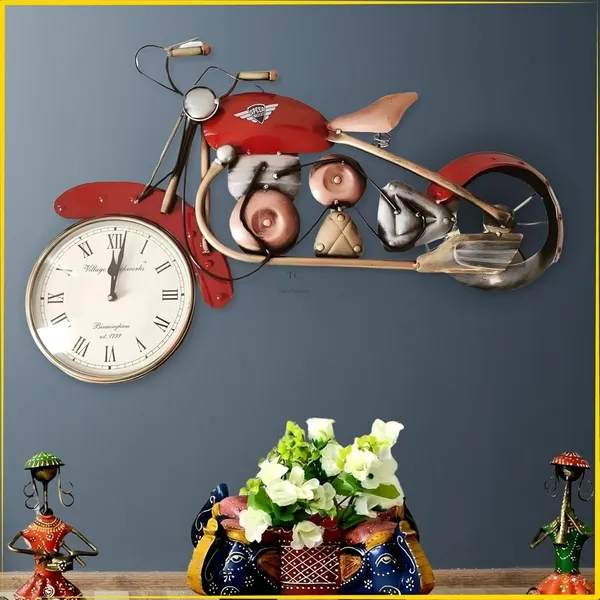 Multicolour_Iron_Motorbike_Wall_Clock_Handcrafted_Wrought_Bike_Shaped_For_Home