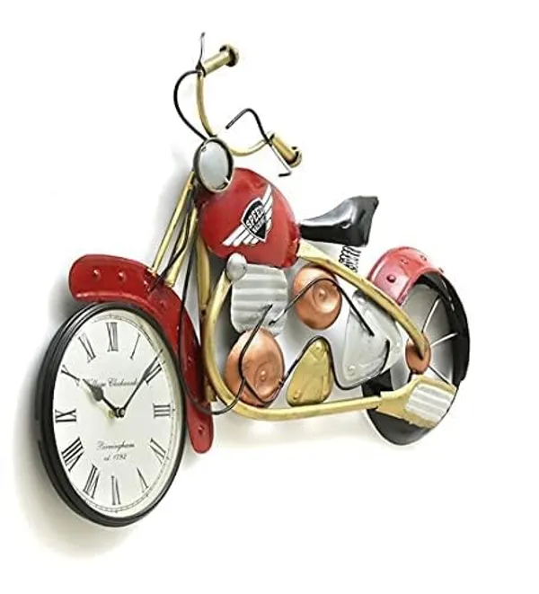Multicolour_Iron_Motorbike_Wall_Clock_Handcrafted_Wrought_Bike_Shaped_For_Home