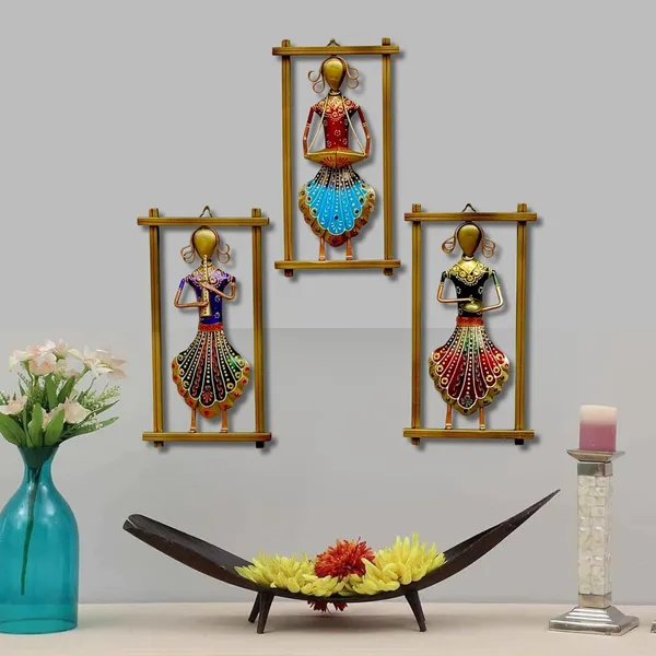 Multicolour_Iron_Rajasthani_Lady_Musician_Frame_Wall_Art_Spiritual_For_Home
