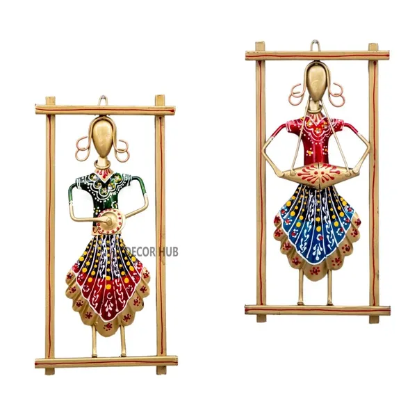 Multicolour_Iron_Rajasthani_Lady_Musician_Frame_Wall_Art_Spiritual_For_Home