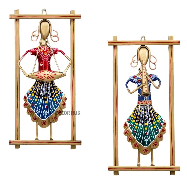 Multicolour_Iron_Rajasthani_Lady_Musician_Frame_Wall_Art_Spiritual_For_Home