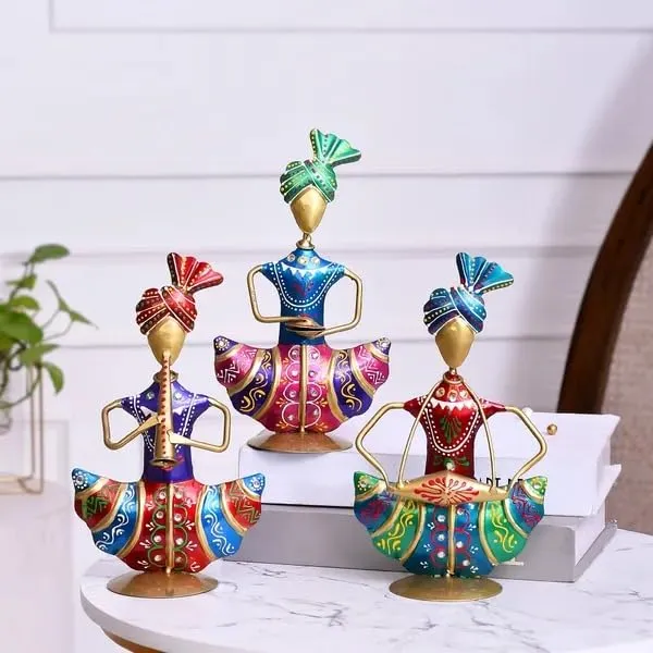 Multicolour_Iron_Rajasthani_Musician_Mini_Doll_Showpiece_(Set_Of_3)_For_Home