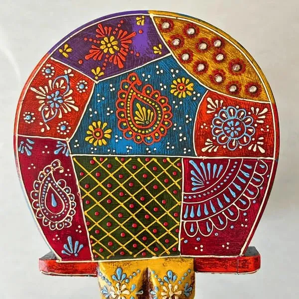 Multicolour_Wooden_Handcrafted_Elephant_Stool_For_Home