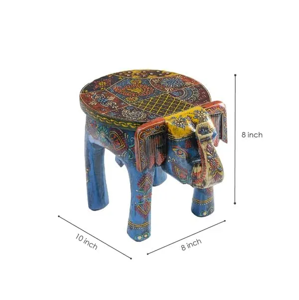 Multicolour_Wooden_Handcrafted_Elephant_Stool_For_Home