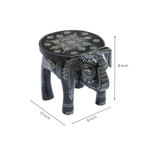 Black_Wooden_Handcrafted_Elephant_Stool_For_Home