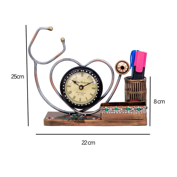 Multicolour_Handmade_Doctor_Pen_Stand_With_Clock_Medical_Themed_Desk_Organizer_For_Home