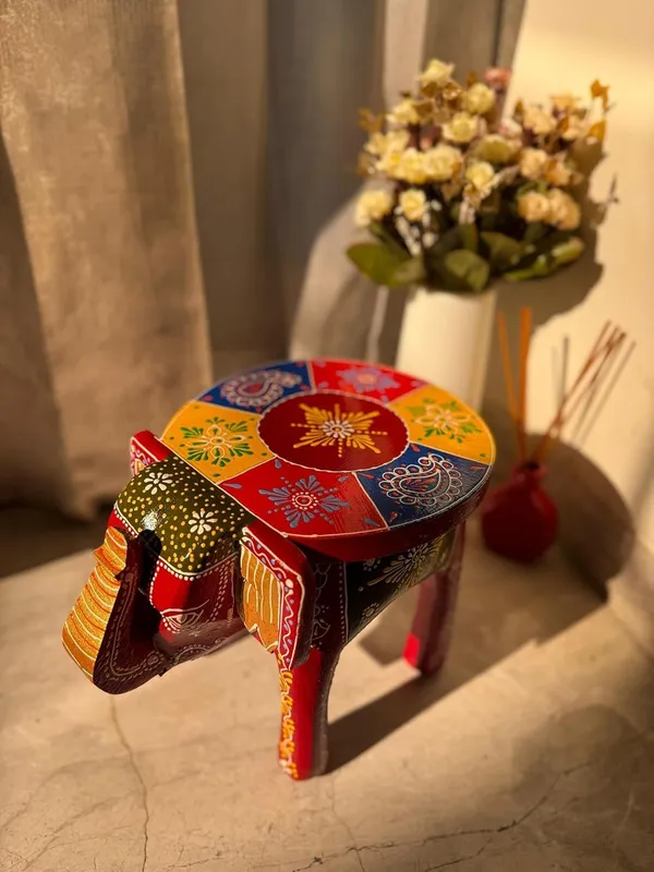 Multicolour_Iron_Wooden_Traditional_Rajasthani_Hand_Painted_Elephant_For_Home_(Set_Of_2)