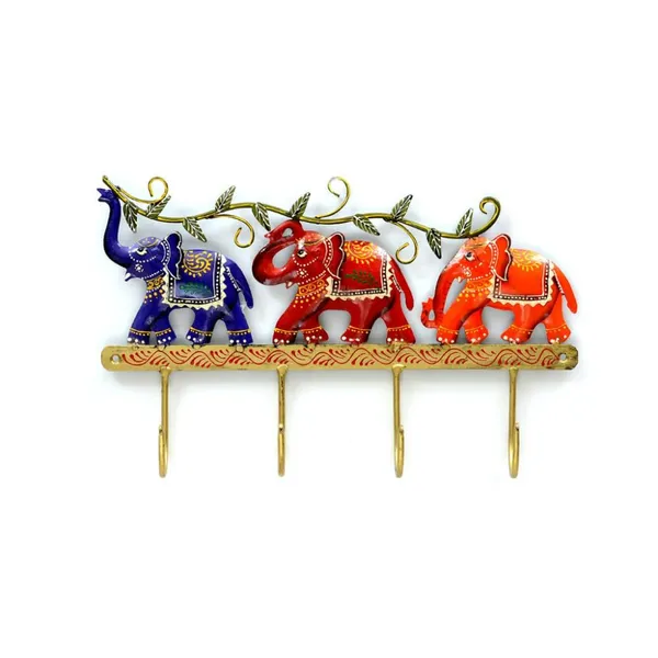 Multicolour_Iron_Elephant_Design_Key_Holder_With_Hooks_For_Home