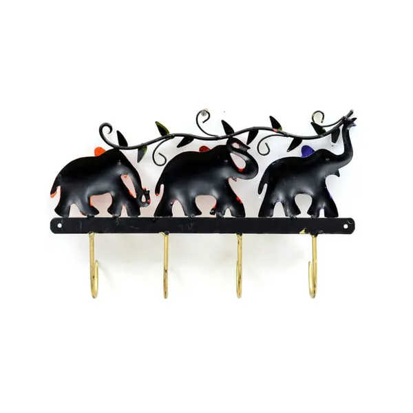 Multicolour_Iron_Elephant_Design_Key_Holder_With_Hooks_For_Home
