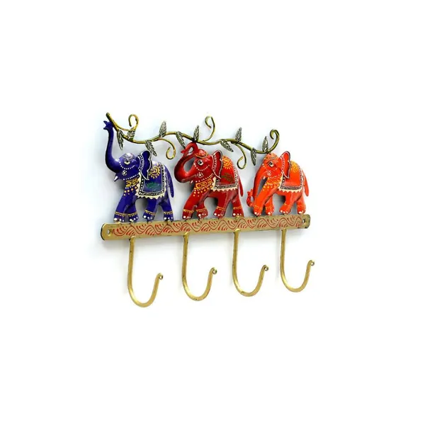 Multicolour_Iron_Elephant_Design_Key_Holder_With_Hooks_For_Home