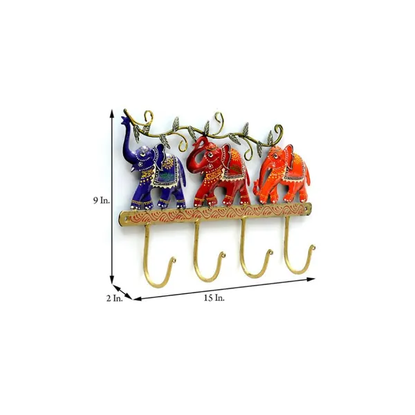 Multicolour_Iron_Elephant_Design_Key_Holder_With_Hooks_For_Home