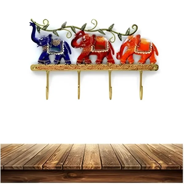 Multicolour_Iron_Elephant_Design_Key_Holder_With_Hooks_For_Home