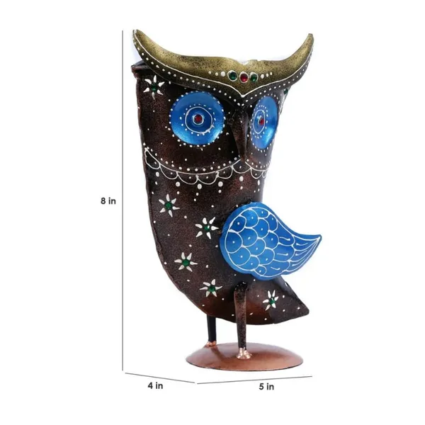 Multicolour_Metal_Owl_Desk_Pen_Pencil_And_Other_Stationery_Organiser_For_Home