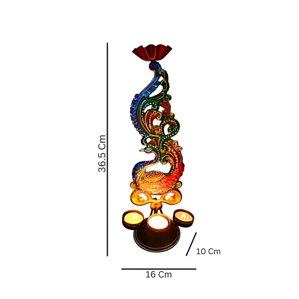 Multicolour_Iron_Peacock_Tealight_Candle_Holder_For_Home