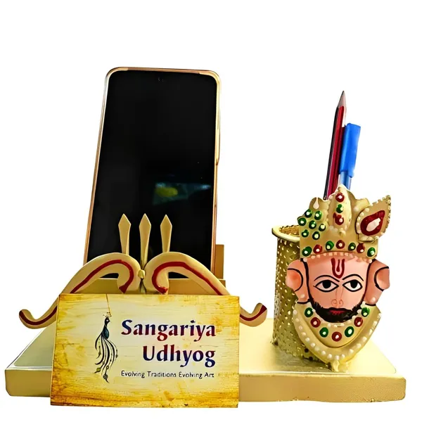 Multicolour_Pen_Holder_With_Mobile_Stand_Khatu_Shyam_Ji_Design_For_Office_Home