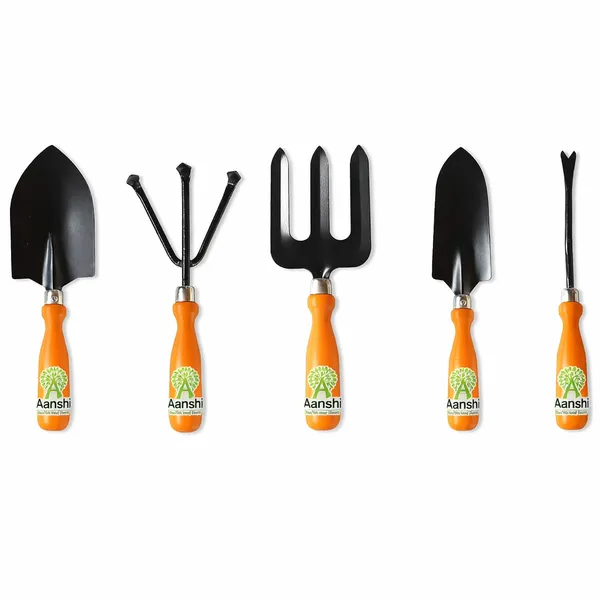 Aanshi_Garden_Hand_Tools_Set_of_5_|_Heavy_Duty_Gardening_Kit_with_Ergonomic_Handle_|_Trowel,_Transplanter,_Fork,_Cultivator_&_Weeder_|_Ideal_for_Home_Garden,_Pots_&_Nursery