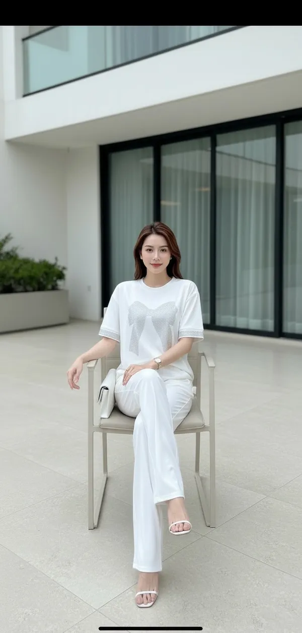 White_Bow_Statement_Comfy_Co-Ord_Set_For_Women