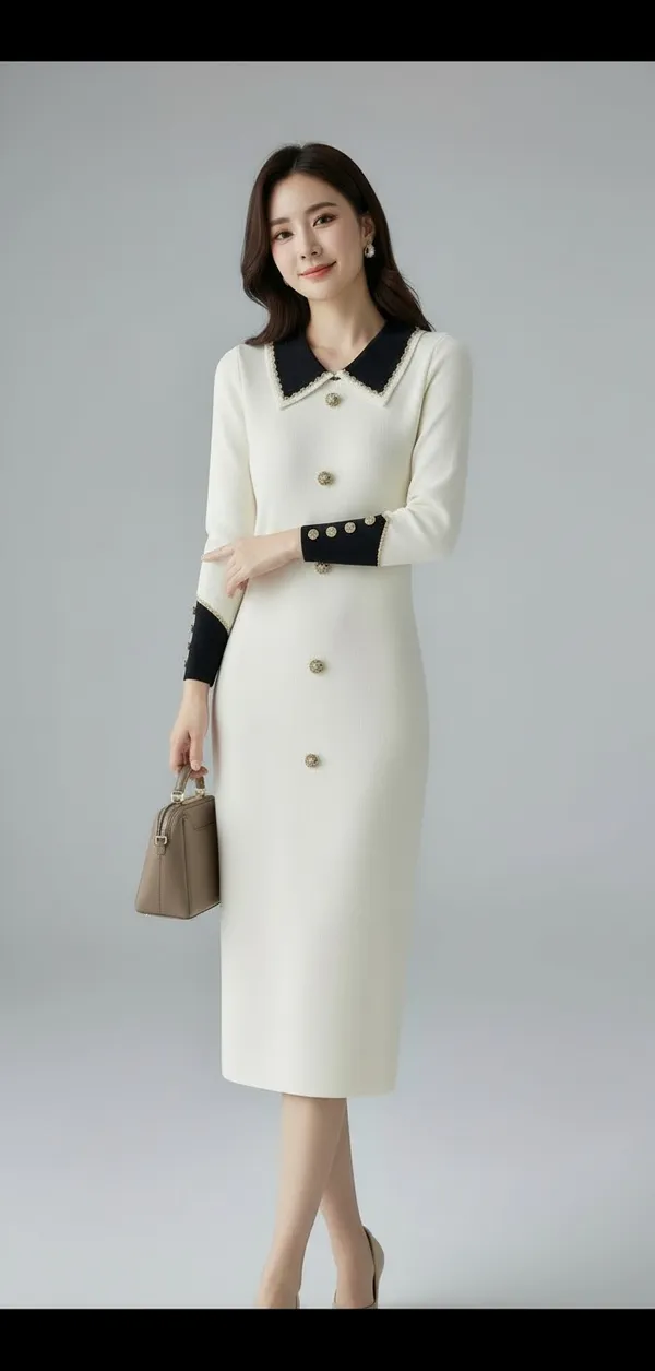White_Luxe_Weave_Knitted_Dress_For_Women
