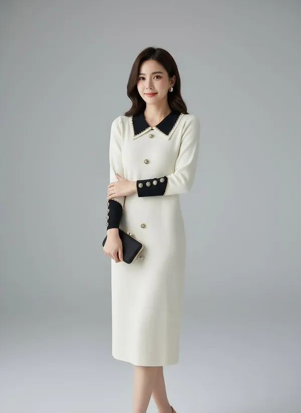 White_Luxe_Weave_Knitted_Dress_For_Women