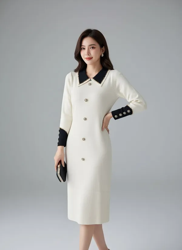 White_Luxe_Weave_Knitted_Dress_For_Women
