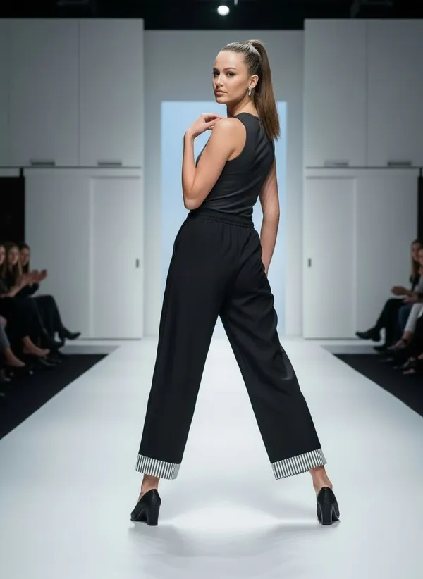 Black_Satin_palazzo_pants_super_comfy_With_stripe_border_pattern_in_bottom_For_Women