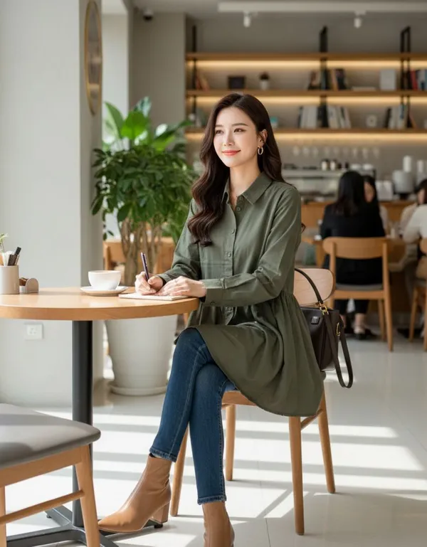 Olive_flare_shirt