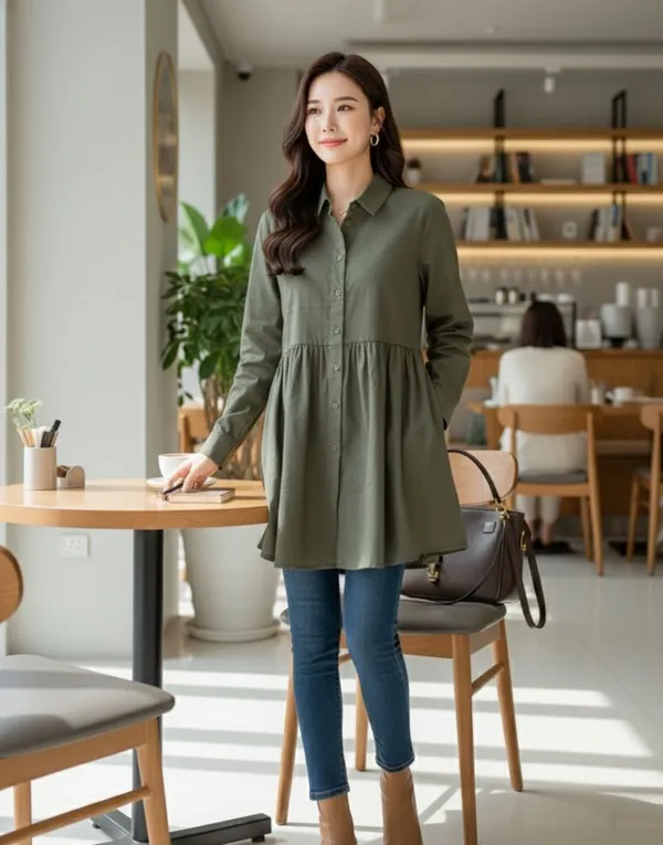 Olive_flare_shirt