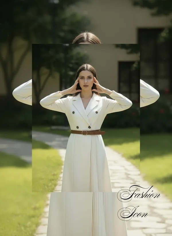 White_Signature_Pleated_Dress_For_Women