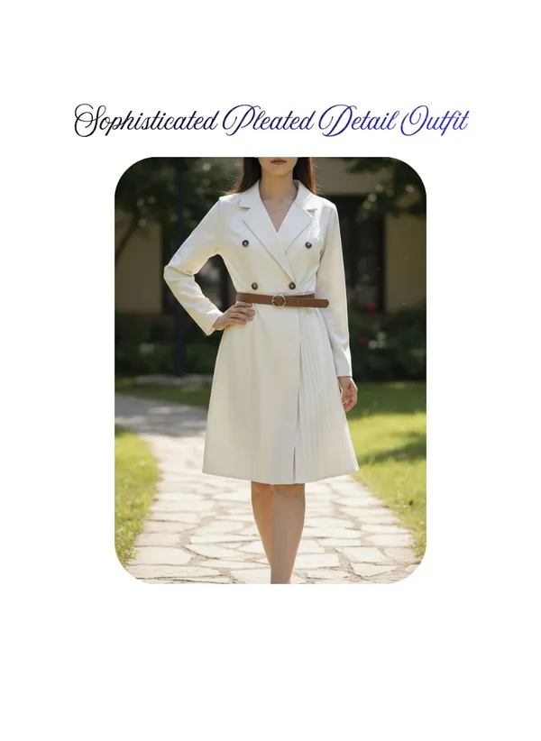 White_Signature_Pleated_Dress_For_Women