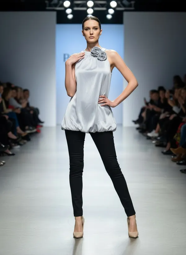 White_Flower_Detail_Balloon_Top_For_Women