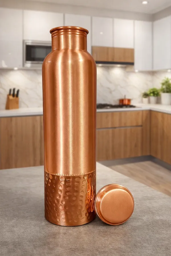 Pure_Copper_Water_Bottle_Half_Hammered_For_Kitchen