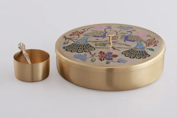 Golden_Brass_Premium_Peacock_Masala_Dabba/Spice_Box_For_Kitchen