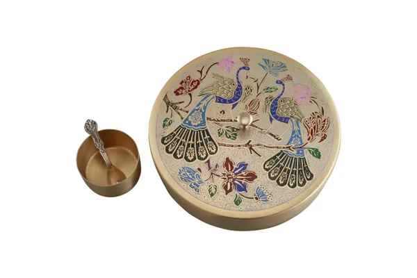 Golden_Brass_Premium_Peacock_Masala_Dabba/Spice_Box_For_Kitchen