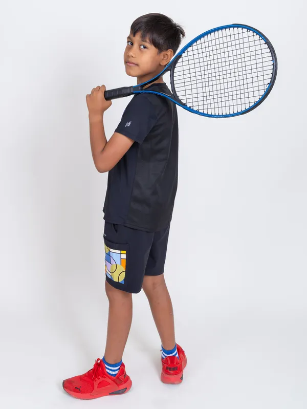 Black_Premium_Kooltex_Fabric_&_Spandex_Sports_Shorts_For_Kids