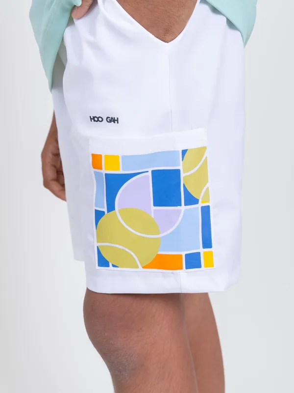 White_Premium_Kooltex_Fabric_&_Spandex_Sports_Shorts_For_Male