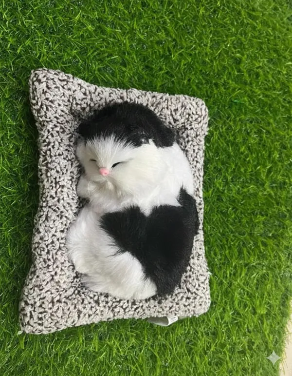Black_White_Acute_Little_Sleeping_Cat_Showpiece_For_Home_And_Car_Decor