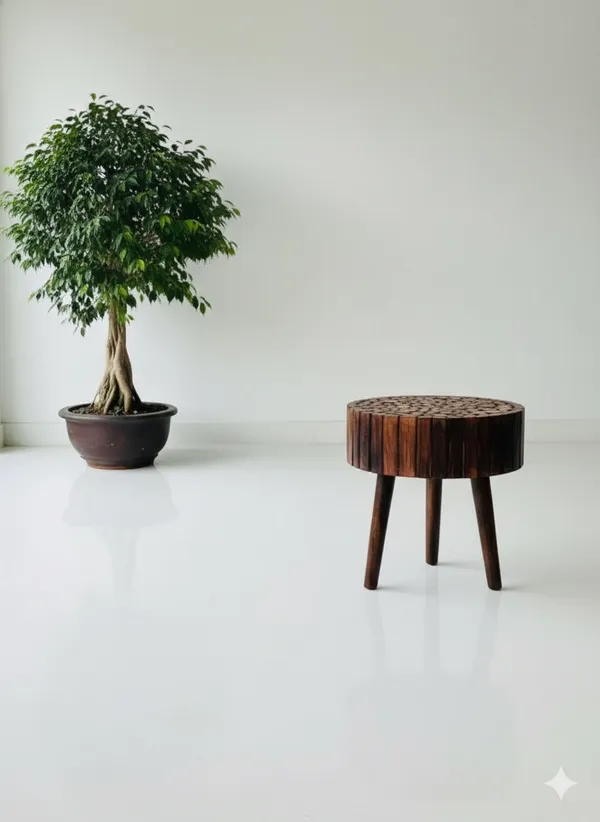 Brown_Brosmoon_Three_Legged_Wood_Log_Table_With_4_Inches_Round_Decor