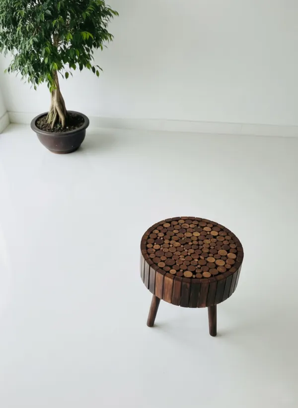 Brown_Brosmoon_Three_Legged_Wood_Log_Table_With_4_Inches_Round_Decor