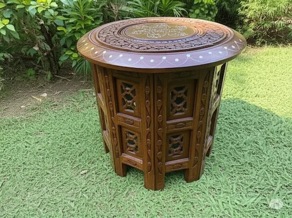 Brown_12_Inches_Vintage_Looking_Sheesham_Wood_Octa_Table_With_Handcrafted_Top_And_Handcrafted_Curtain_Legs
